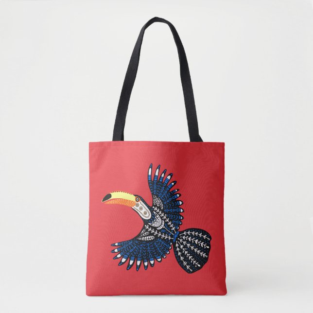 Bright Colourful Tropical Jungle Toucan Bird Tote Bag (Front)