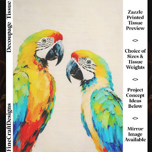 Bright Colourful Tropical Macaw Parrot, Pair FW8L Tissue Paper