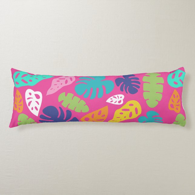 Bright Colourful Tropical Summer Leaves Pattern Body Pillow (Front)
