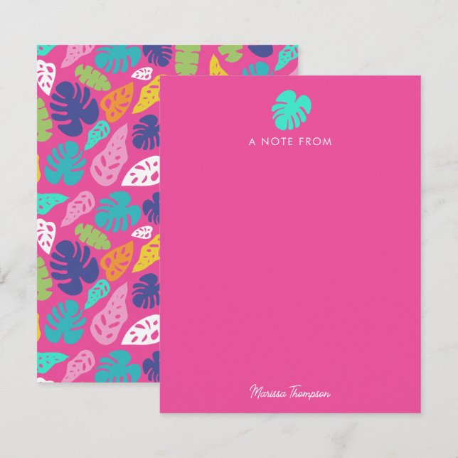 Bright Colourful Tropical Summer Leaves Pattern Card (Front/Back)