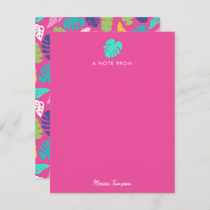 Bright Colourful Tropical Summer Leaves Pattern Card