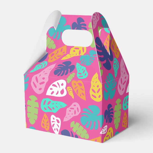 Bright Colourful Tropical Summer Leaves Pattern Favor Box (Front Side)