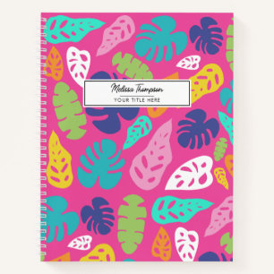Bright Colourful Tropical Summer Leaves Pattern Notebook