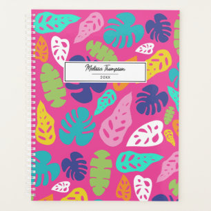 Bright Colourful Tropical Summer Leaves Pattern Planner