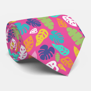 Bright Colourful Tropical Summer Leaves Pattern Tie