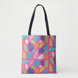 Bright Colourful Tropical Summer Leaves Pattern Tote Bag