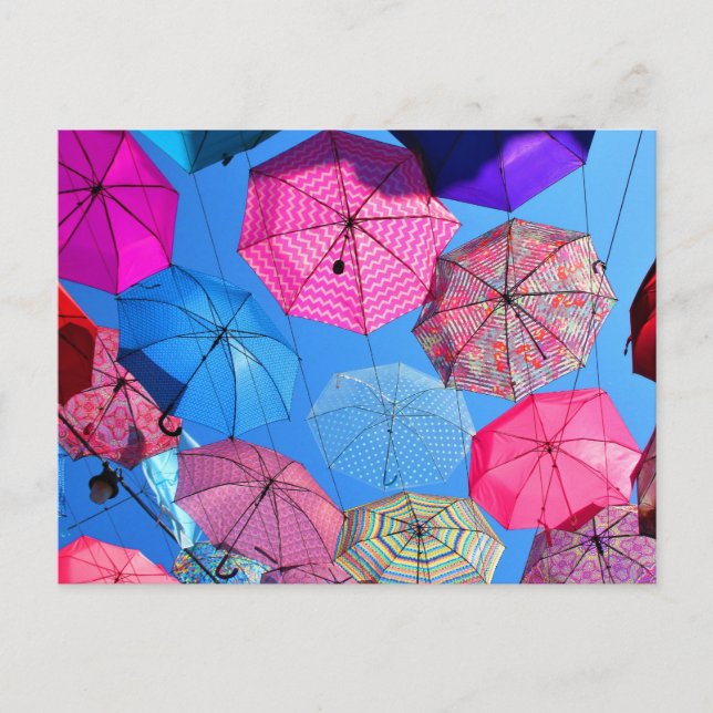 Bright Colourful Umbrellas Art Installation Postcard (Front)