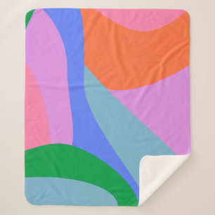 Bright Colourful Vibrant Playful Abstract Shapes Sherpa Blanket