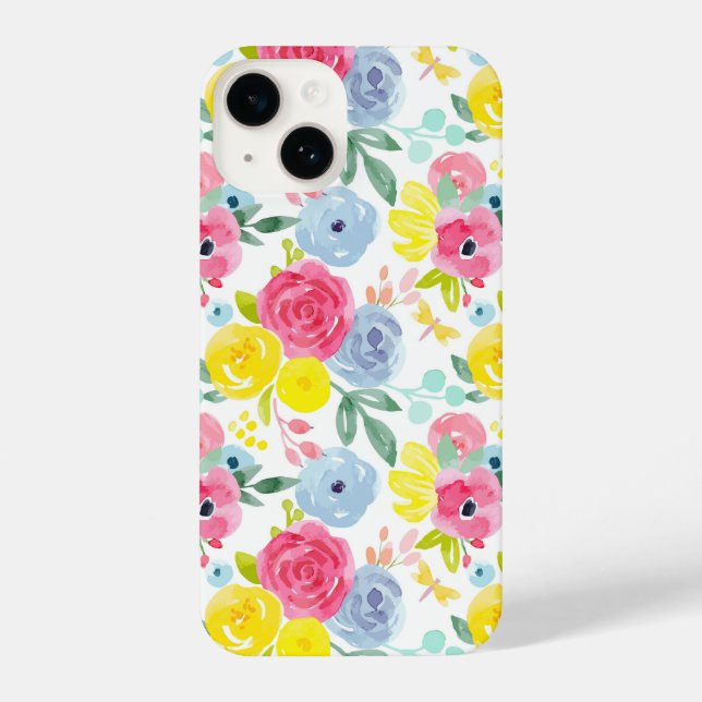 Bright Colourful Watercolor Floral Pattern iPhone Case (Back)