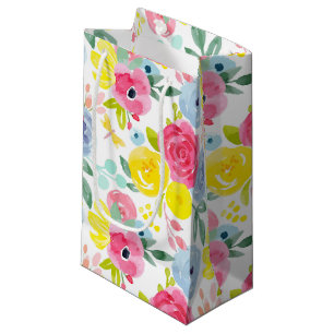 Bright Colourful Watercolor Floral Pattern Small Gift Bag
