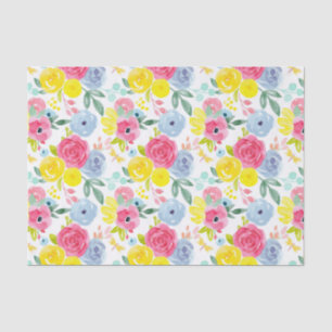 Bright Colourful Watercolor Floral Pattern Tissue Paper