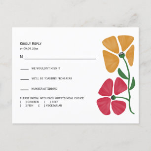 Bright & Colourful Wedding RSVP and Details Combo Postcard