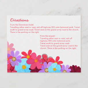 Bright & Colourful Weding Directions Card