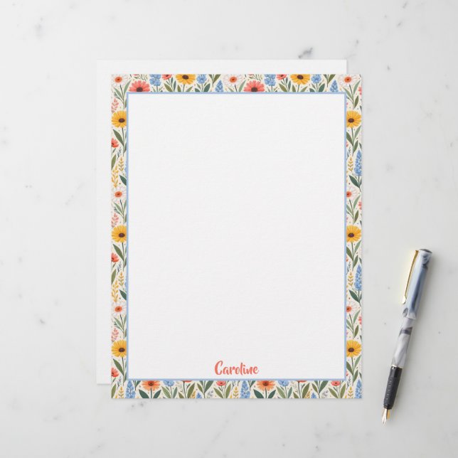 Bright Colourful Wildflowers Letterhead (Front/Back In Situ)