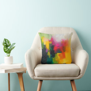 Bright Colours Abstract Art Throw Pillow