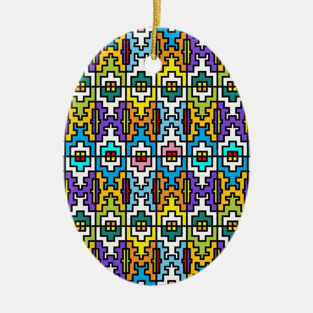 Bright colours African pattern Ceramic Ornament (Front)