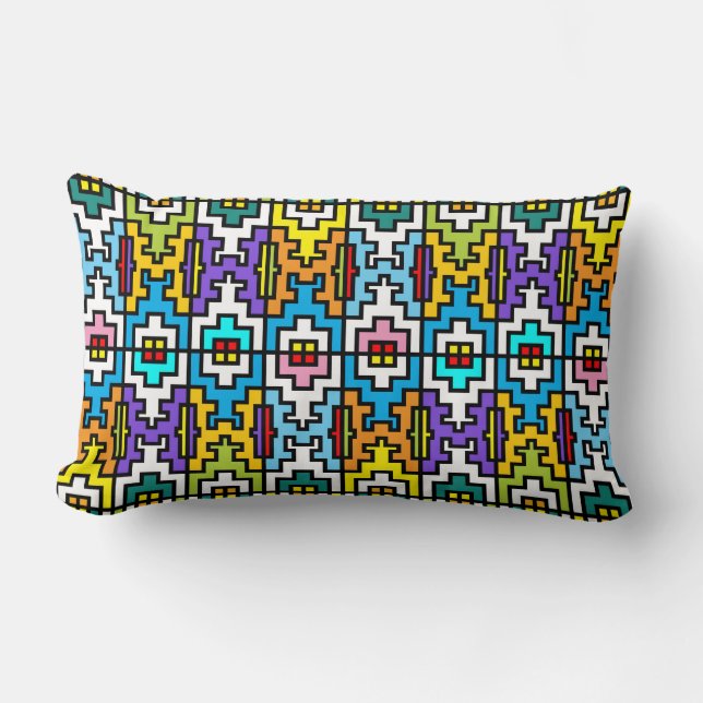 Bright colours African pattern Lumbar Pillow (Front)