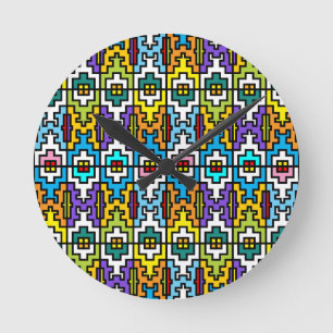 Bright colours African pattern Round Clock