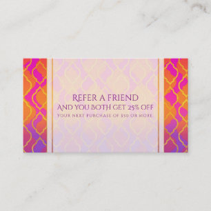 Bright Colours Arabian Moroccan Refer a Friend Car Referral Card