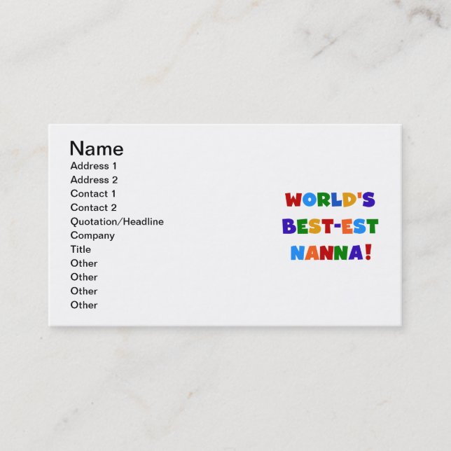 Bright Colours Best-est Nanna Tshirts Business Card (Front)