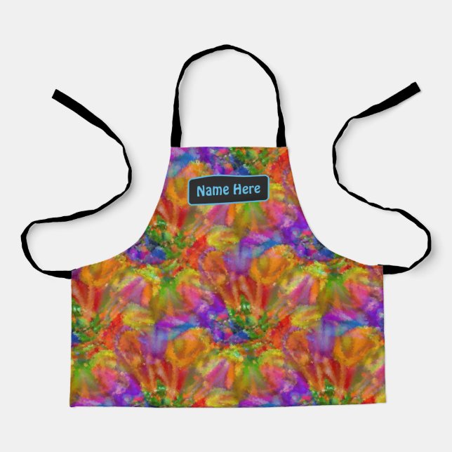 Bright Colours Fireworks Painting - add your name Apron (Front)