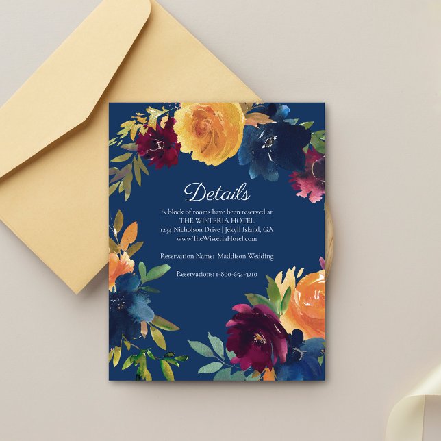 Bright Colours Floral Details Accommodations Enclosure Card (Creator Uploaded)