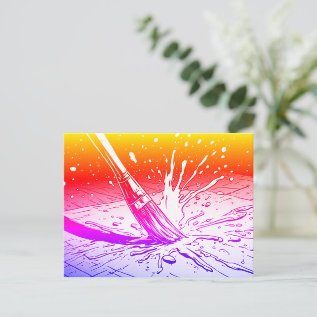Bright Colours Graphic Style Brush Paint Splotch Postcard (Standing Front)