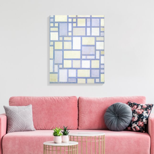 Bright Colours Grey Lines | Piet Mondrian | Canvas Print (Insitu(LivingRoom))