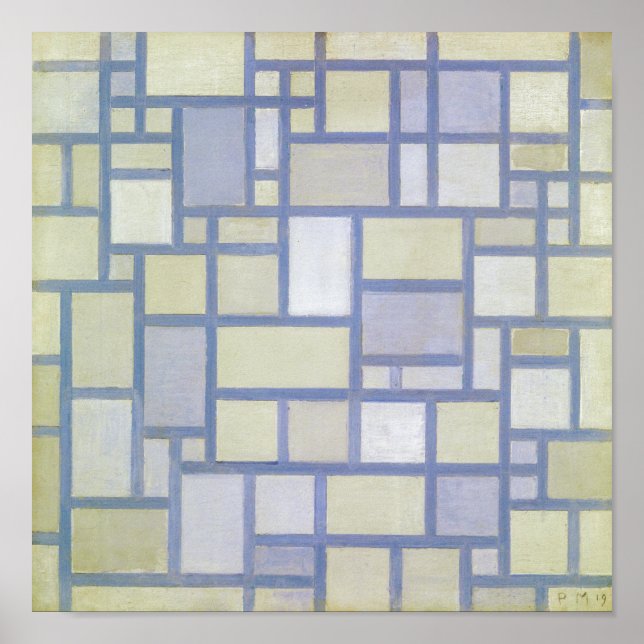 Bright Colours Grey Lines | Piet Mondrian | Poster (Front)