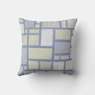 Bright Colours Grey Lines Piet Mondrian Throw Pillow