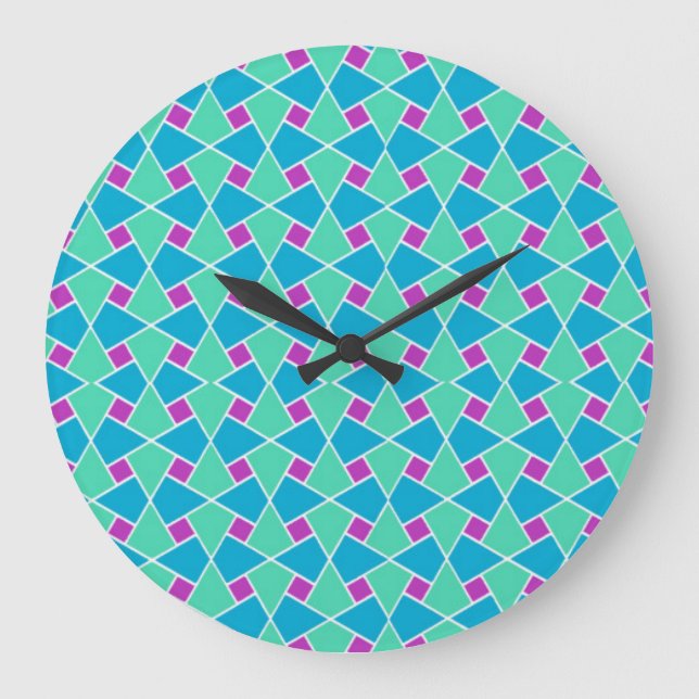 Bright Colours Islamic Pattern Round Wall Clock (Front)