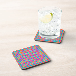 Bright Colours Islamic Pattern Square Coaster