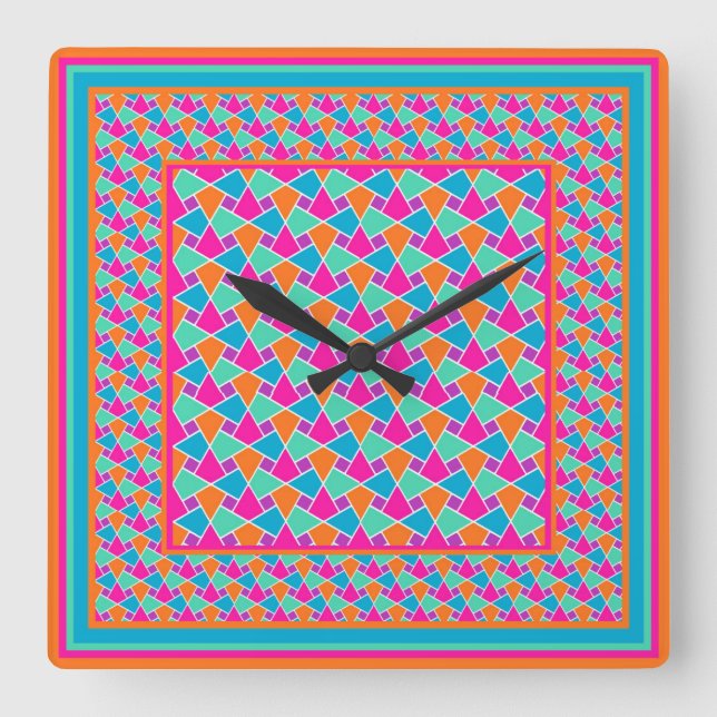 Bright Colours Islamic Pattern Wall Clock (Front)