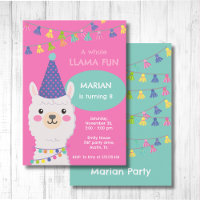 Bright colours llama Invitation