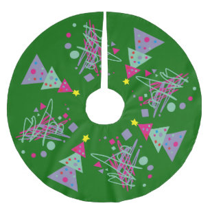 Bright colours neon lights action Merry Christmas Brushed Polyester Tree Skirt