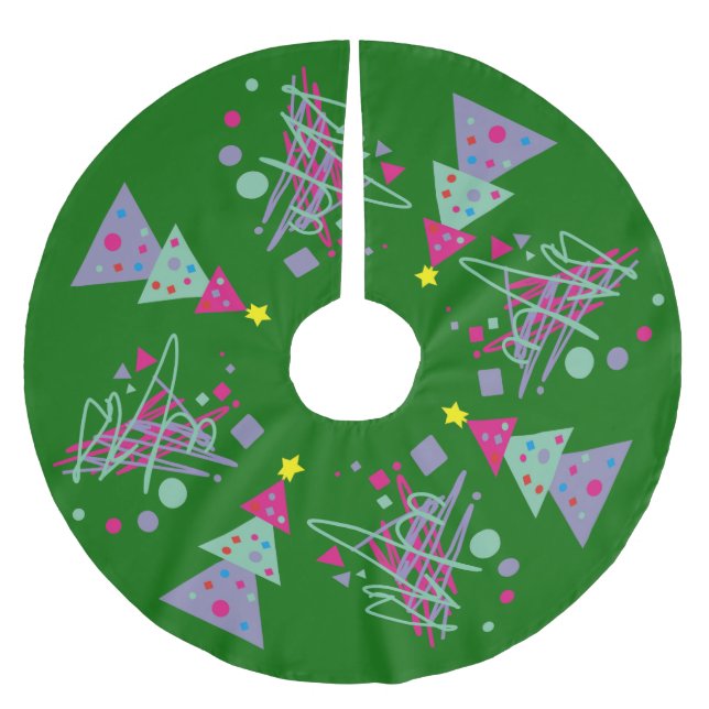 Bright colours neon lights action Merry Christmas Brushed Polyester Tree Skirt (Front)