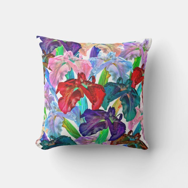 Bright Colours of Iris Outdoor Pillow (Front)