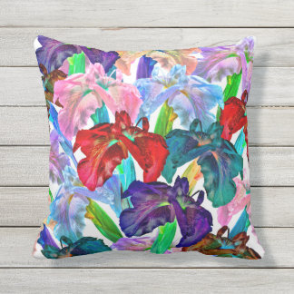 Bright Colours of Iris Outdoor Pillow