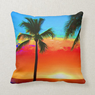 Bright Colours Palm Tree Throw Pillow