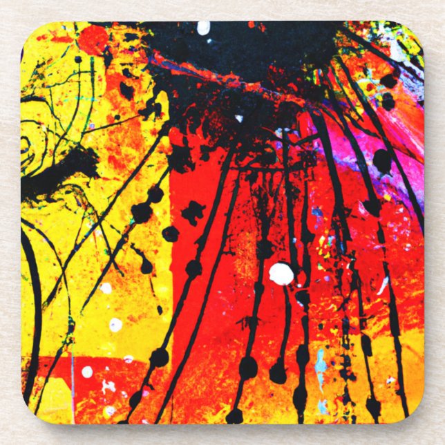 Bright Colours Patterns Painting. Buy Now Coaster (Front)