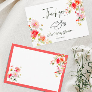 Bright Colours Pink Orange Graduation Thank You Card