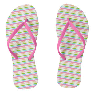 Bright Colours Pink Red Yellow Blue Green Trendy Flip Flops