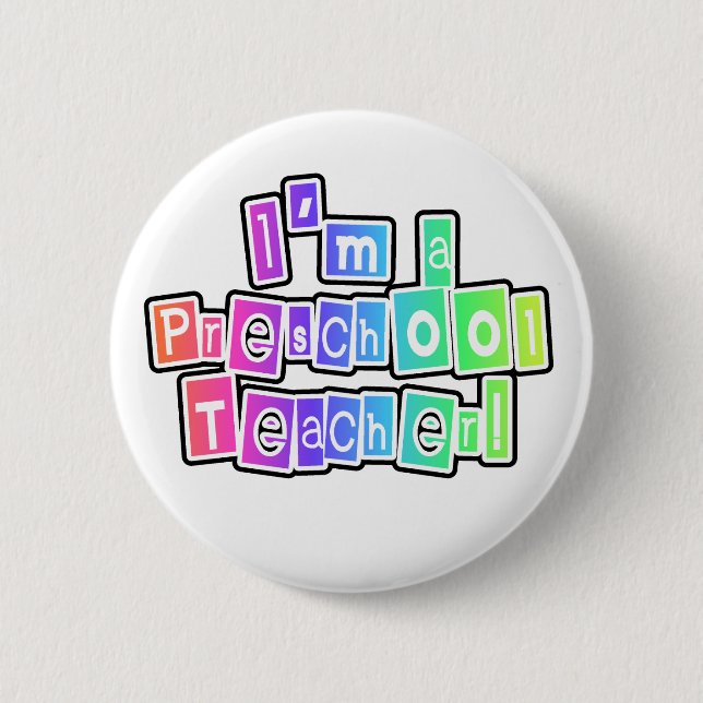 Bright Colours Preschool Teacher 2 Inch Round Button (Front)