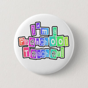 Bright Colours Preschool Teacher 2 Inch Round Button