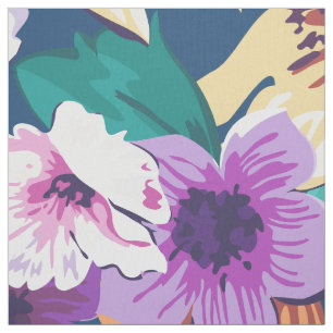 Bright colours summer flowers collage pattern fabric