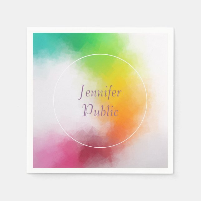 Bright Colours Template Handwritten Script Modern Napkin (Front)