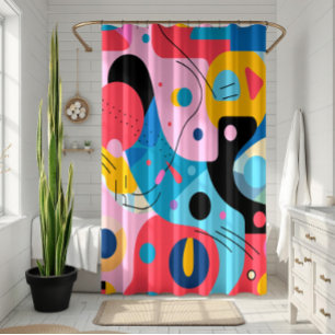 Bright colours whimsical shapes modern geometric