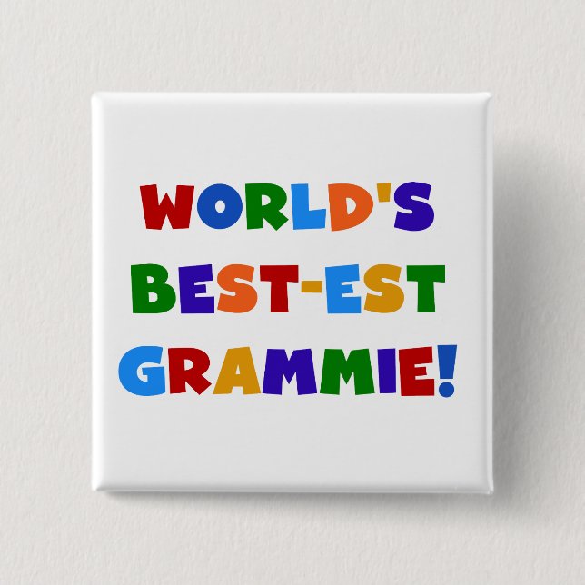 Bright Colours World's Best-est Grammie Gifts 2 Inch Square Button (Front)