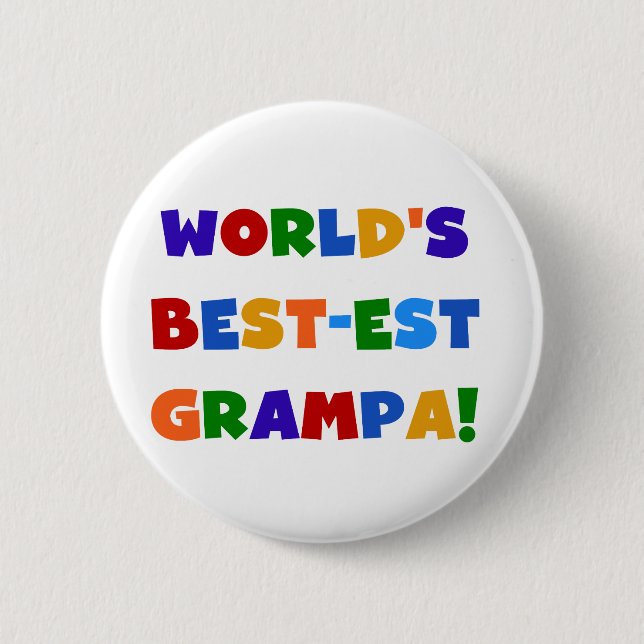 Bright Colours World's Best-est Grampa Gifts 2 Inch Round Button (Front)