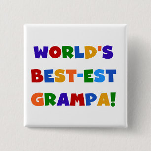 Bright Colours World's Best-est Grampa Gifts 2 Inch Square Button